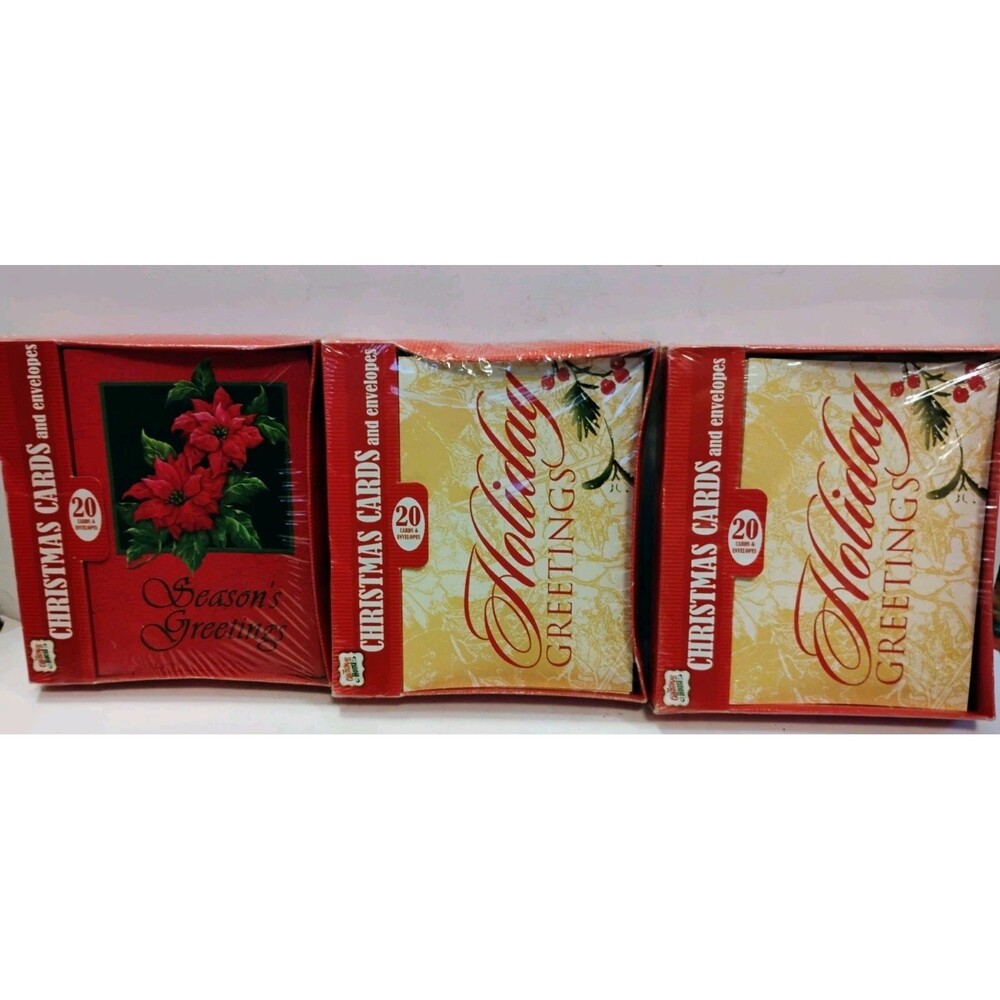 Vtg Christmas Greeting Cards Lot 3 Boxes Sealed 60 Count Total Holiday Greetings